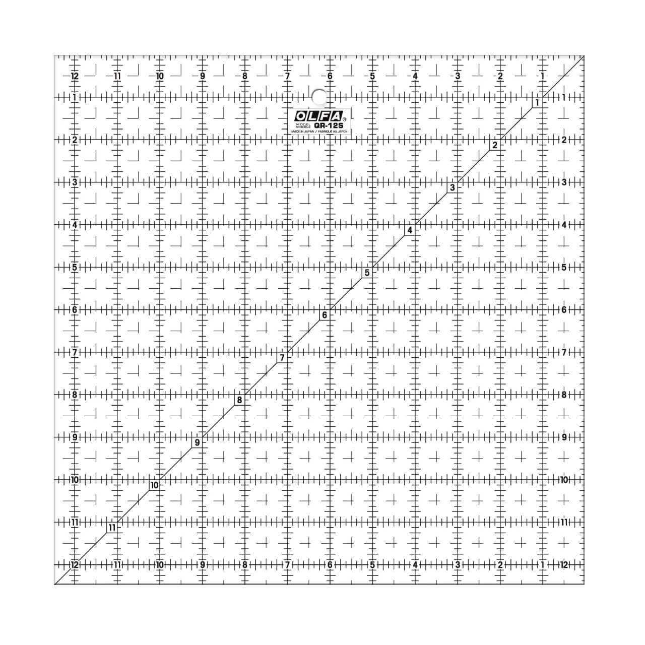OLFA 12 1/2" x 12 1/2" Frosted Acrylic Ruler (QR-12S) - Non Slip Square 12.5x12.5 Inch Acrylic Ruler with Grid for Cutting Fabric, Sewing, Quilting, & Crafts - Image 3