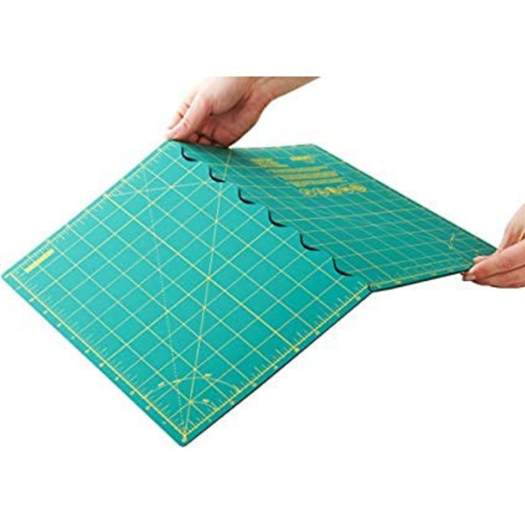 OLFA 12" x 17" Folding Cutting Mat (FCM-12x17) - Self Healing 12x17 Inch Foldable Rotary Mat with Grid for Quilting, Sewing, Fabric, & Crafts, Use with Rotary Cutters & Fixed Blade Knives (Green) - Image 5