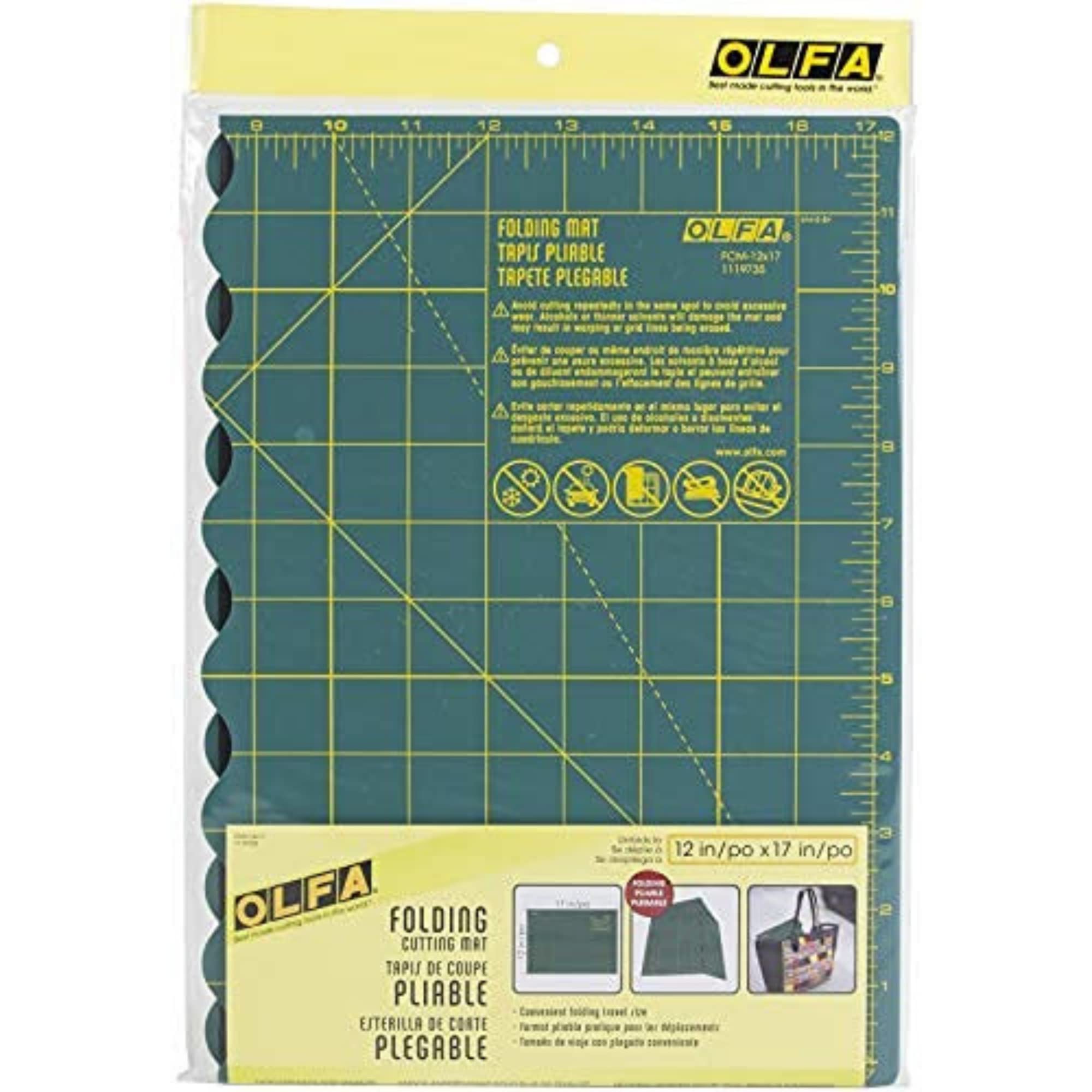 OLFA 12" x 17" Folding Cutting Mat (FCM-12x17) - Self Healing 12x17 Inch Foldable Rotary Mat with Grid for Quilting, Sewing, Fabric, & Crafts, Use with Rotary Cutters & Fixed Blade Knives (Green) - Image 6