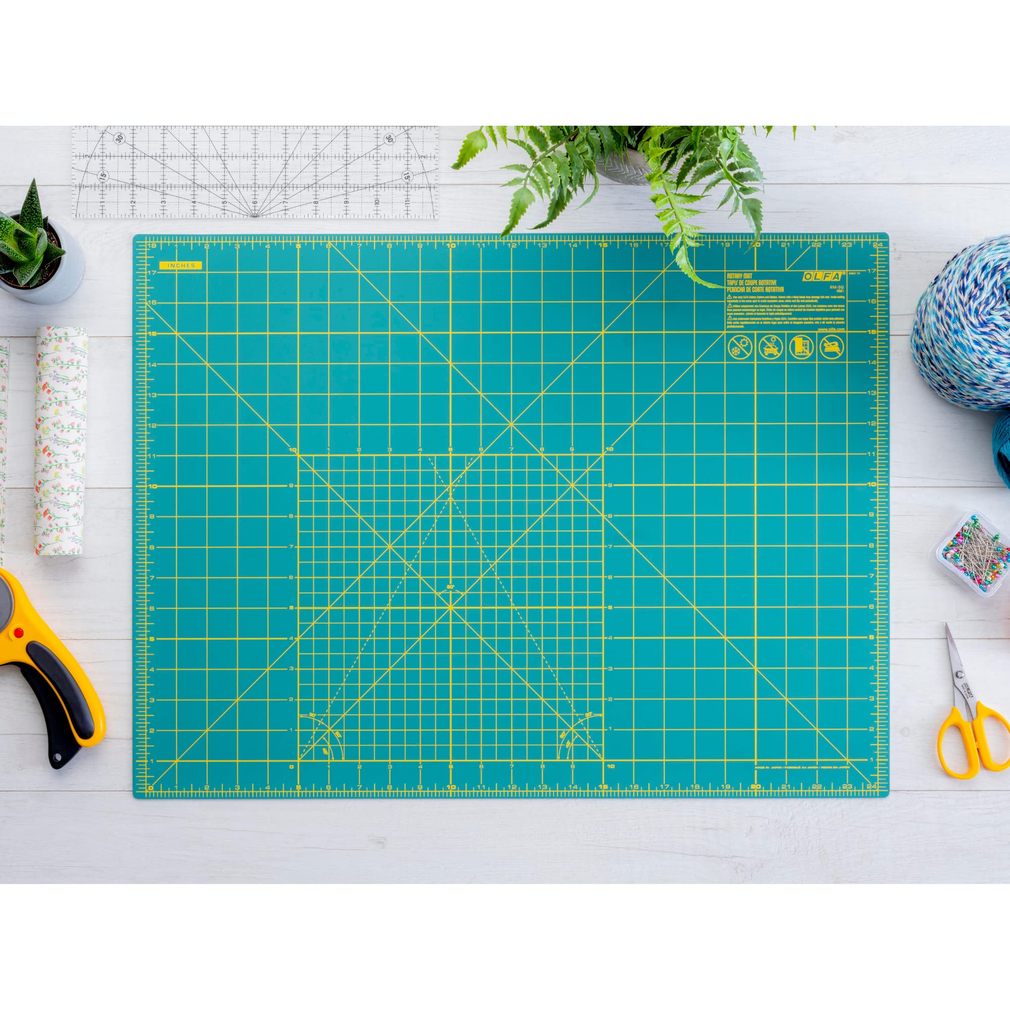 OLFA 18" x 24" Self Healing Rotary Cutting Mat (RM-SG) - Double Sided 18x24 Inch Cutting Mat with Grid for Quilting, Sewing, Fabric, & Crafts, Designed for Use with Rotary Cutters (Green) - Image 5