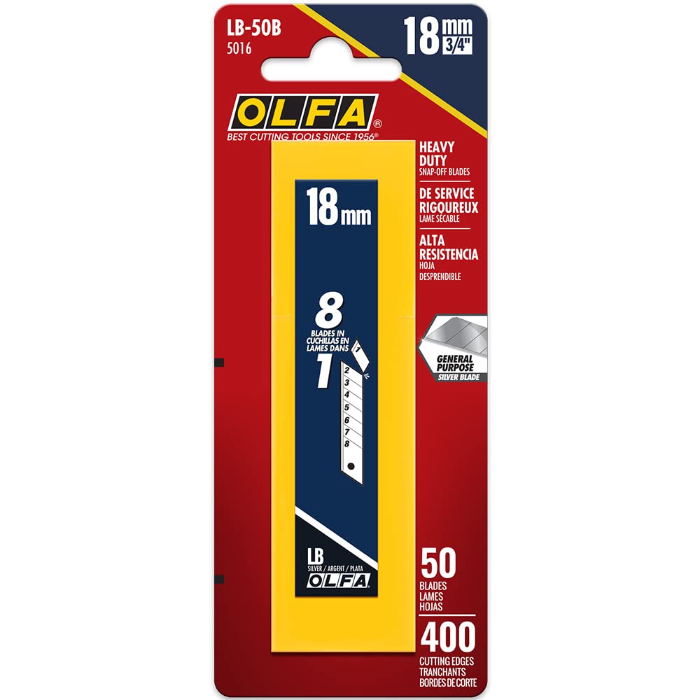 OLFA 18mm Heavy Duty Snap Off Replacement Blades, 5 Blades (40 segments) LB-5B - Snap-Off Utility Knife Replacement Blades, Fits any 18mm Utility Knife - Image 3