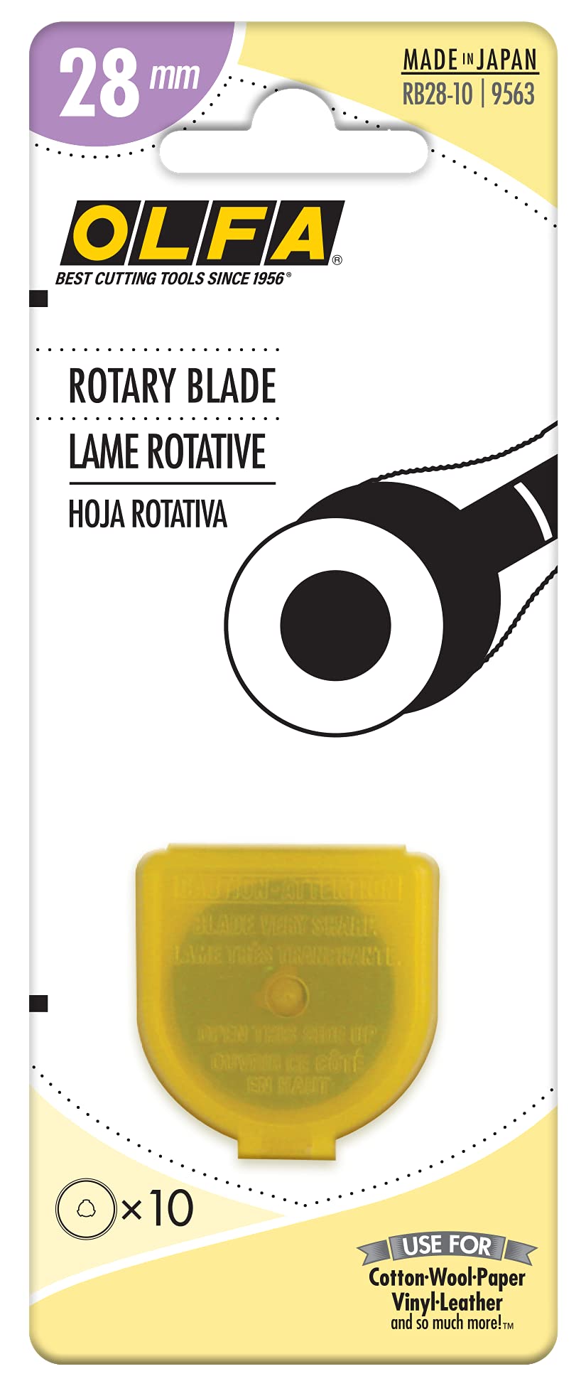 OLFA 28mm Rotary Cutter Replacement Blades, 10 Blades (RB28-10) - Tungsten Steel Blade for Quilting, Sewing, and Crafts Fits Most 28mm Rotary Cutters - Image 3