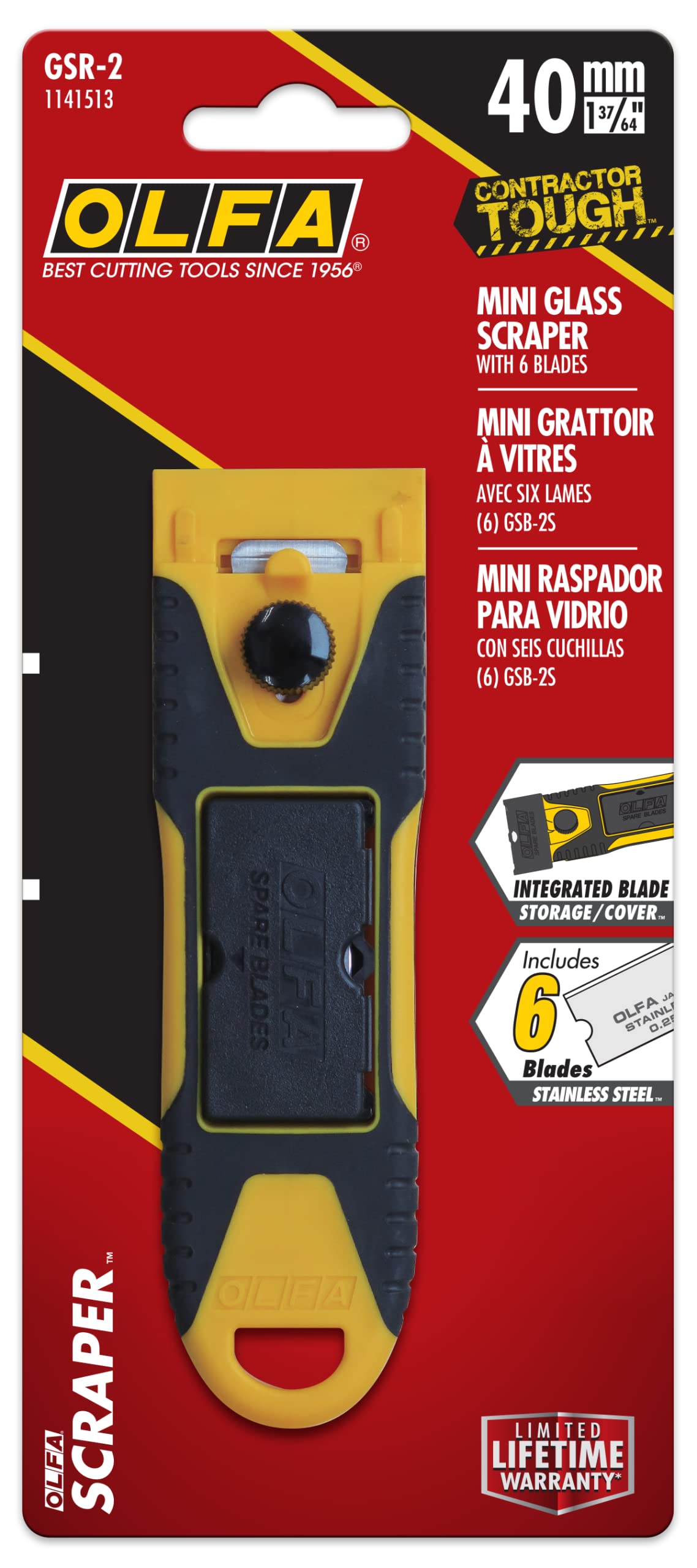 OLFA 40mm Mini Razor Scraper (GSR-2) - Stainless Steel Tool With 6 Blades & Reinforced Handle for Glass, Paint, Floors - Replacement Blades: OLFA 40mm GSB-2S/6B & 120mm GSB-1S - Image 4