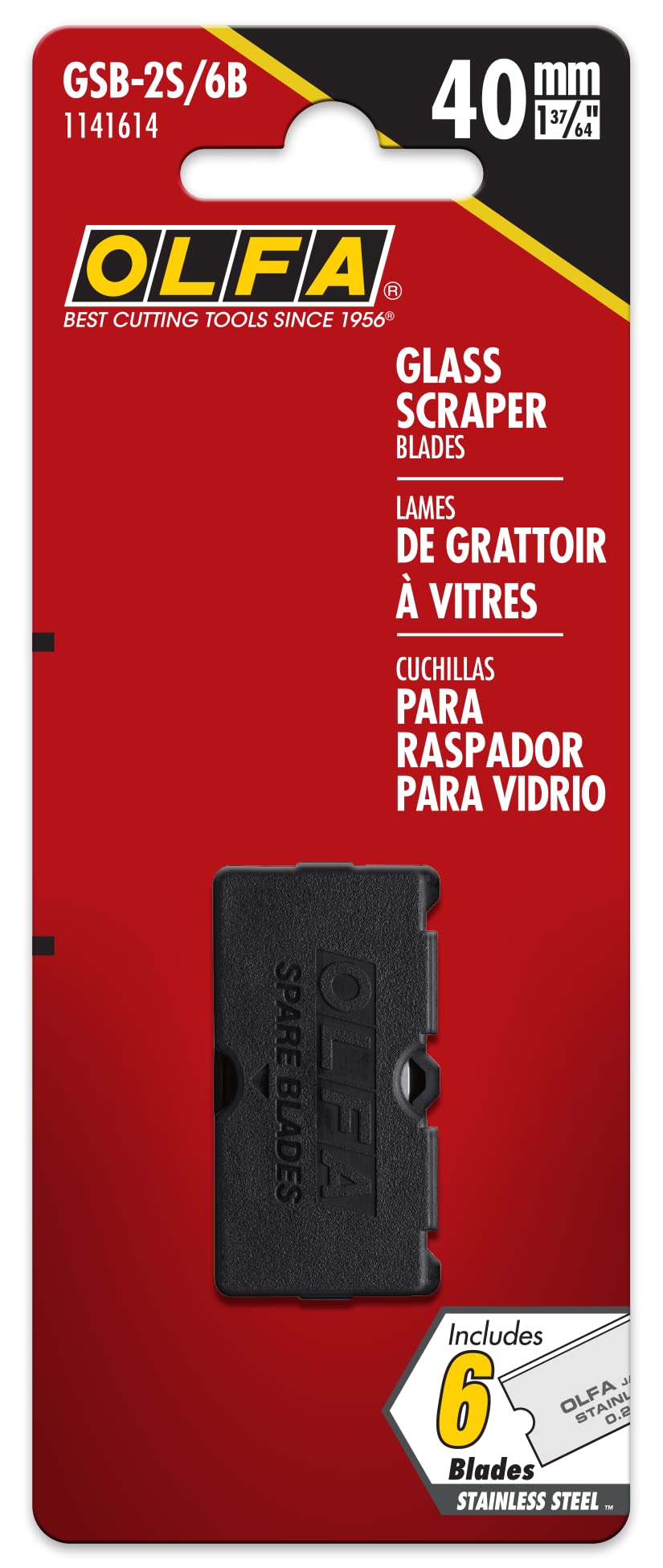 OLFA 40mm Stainless Steel Razor Scraper Blades, 6 Blades (GSB-2S/6B) - 40mm Heavy Duty Replacement Razor Scraper Blades for Glass, Roofing, Paint, Floors, Fits Most 40mm Scrapers - Image 4