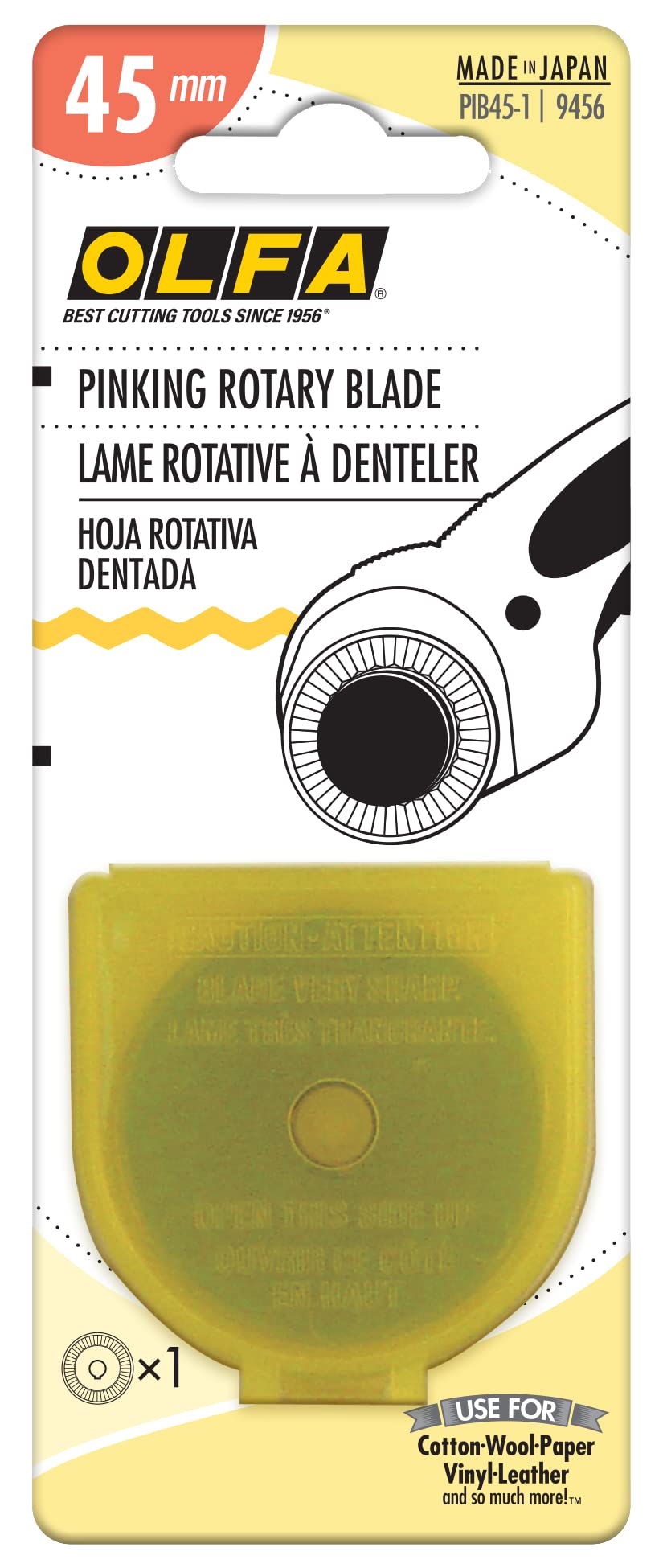 OLFA 45mm Rotary Cutter Pinking Blade, 1 Blade (PIB45-1) - Stainless Steel Circular Decorative Edge Blade for Crafts, Sewing, Quilting, Scrapbooking, Fits Most 45mm Rotary Cutters - Image 3