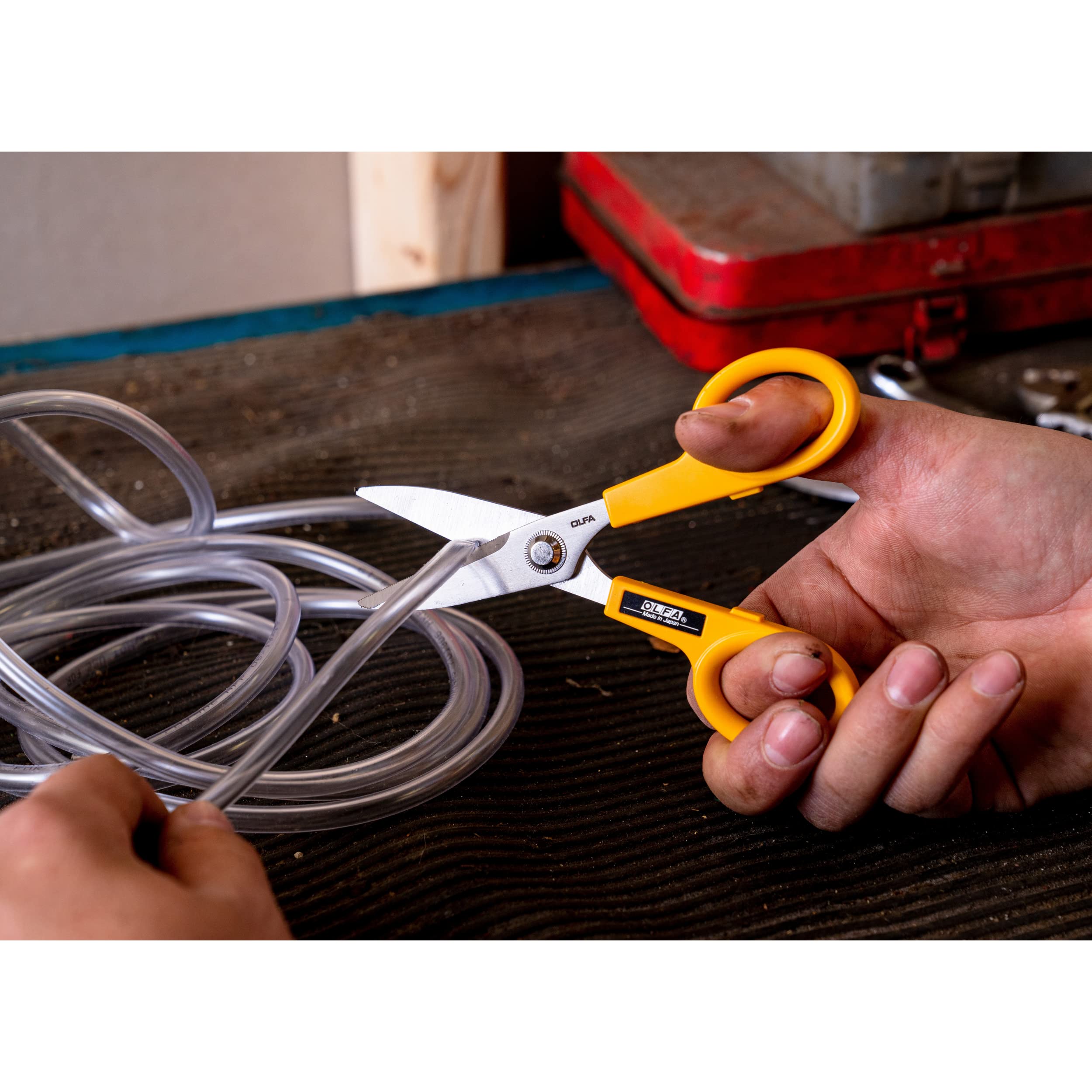 OLFA 5" Serrated Edge Stainless Steel Scissors (SCS-1) - 5 Inch Multi-Purpose Heavy Duty Scissors w/Sharp Blades & Comfort Grip for Home, Office, Fabric, Sewing, Kitchen, Industrial Materials - Image 4