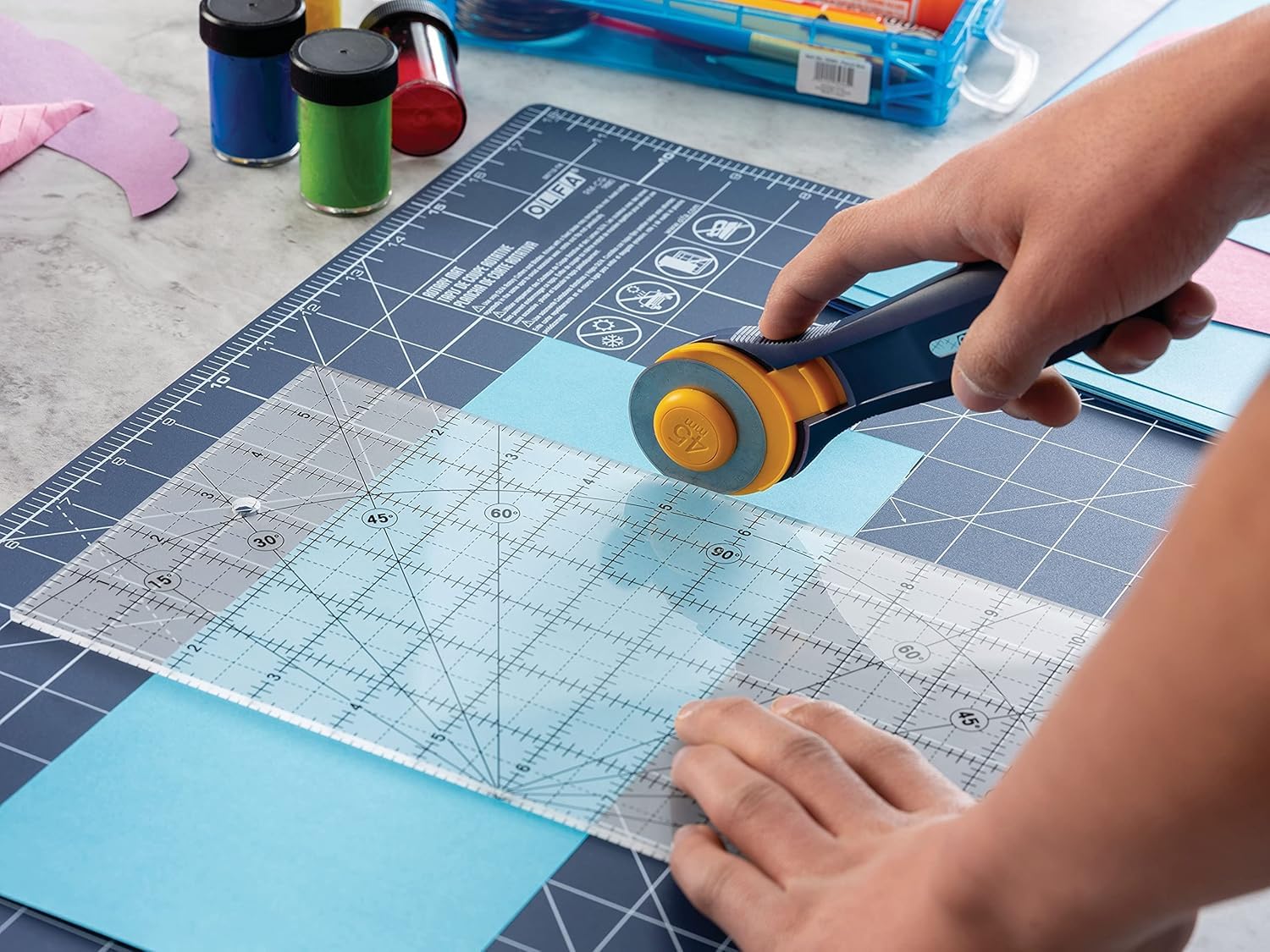 OLFA 6" x 12" Frosted Advantage Acrylic Ruler (QR-6x12) - Non Slip 6x12 Inch Acrylic Ruler with Grid & Angle Markings for Quilting, Sewing, Cutting Fabric, & Crafts - Image 4