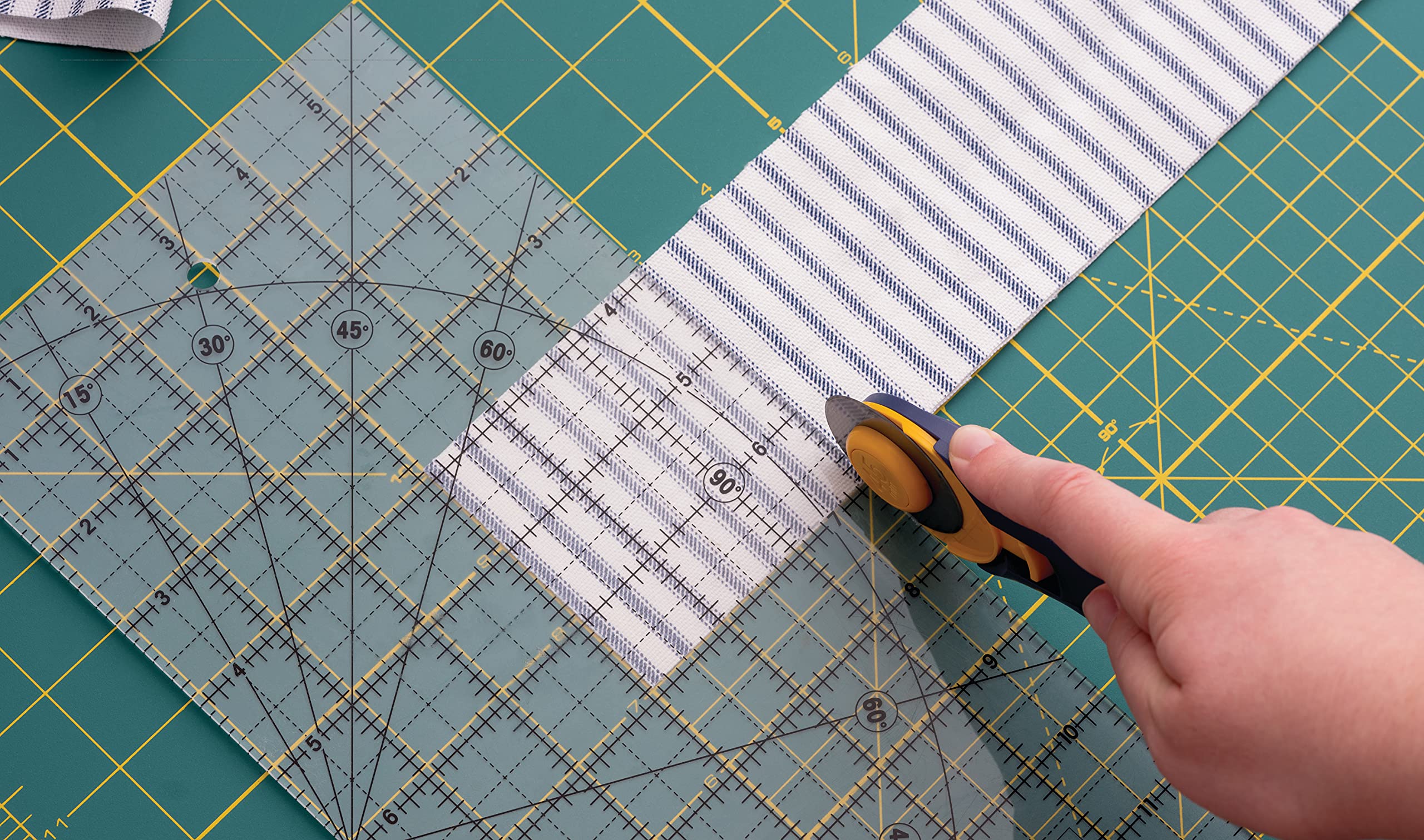 OLFA 6" x 12" Frosted Advantage Acrylic Ruler (QR-6x12) - Non Slip 6x12 Inch Acrylic Ruler with Grid & Angle Markings for Quilting, Sewing, Cutting Fabric, & Crafts - Image 5