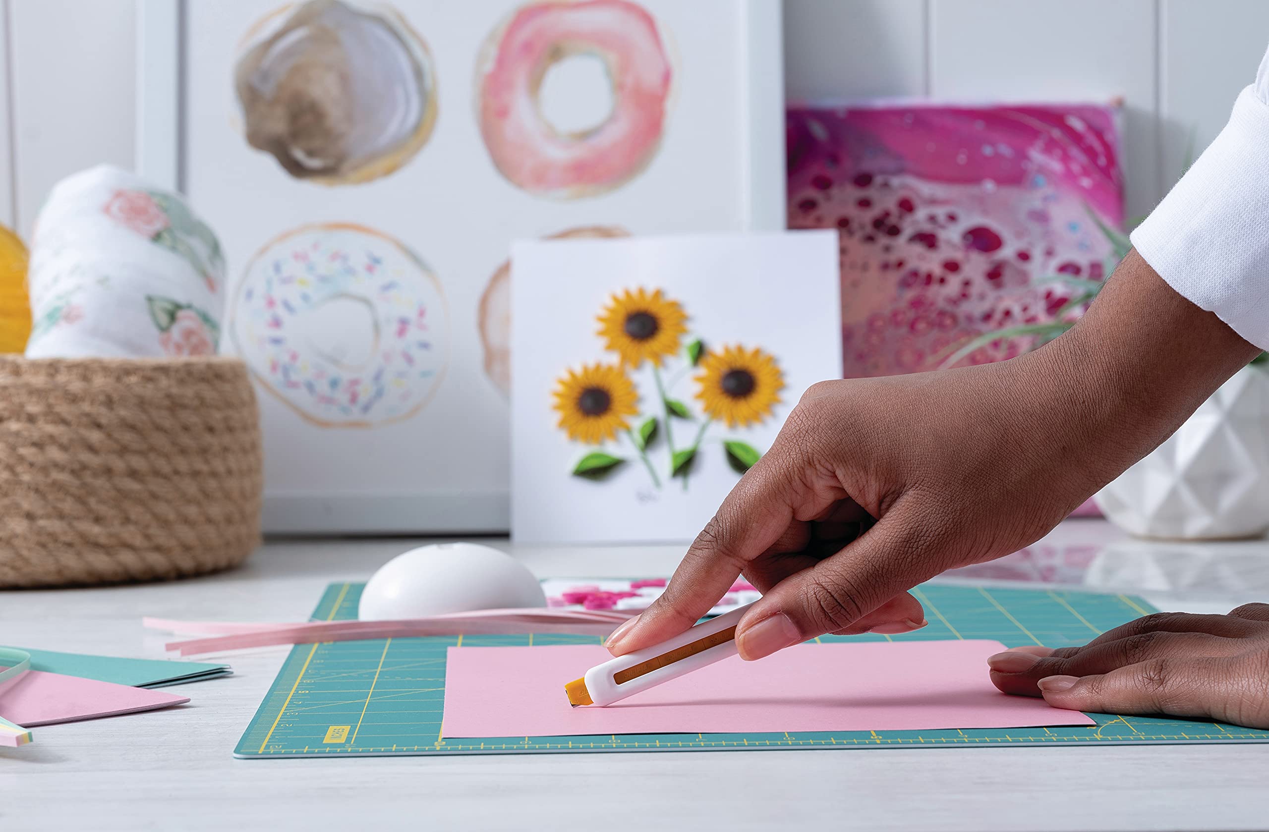 OLFA Beginner Craft Knife Set (ESK-1) - Precision Hobby Art Knife Kit w/Snap-Off Blade & Safety Disposal Stand, Replacement Blades: OLFA ESKB-1/2B Beginner Craft Knife Blades - Image 6