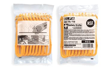 OLFA Disposable Concealed Blade Safety Knife, 10 Knives (SK-15/10) - Disposable Multi-Purpose Safety Box Cutter w/Concealed Blade, Tape Splitter, & Non-Slip Ergonomic Handle (10 Pack) - Image 3