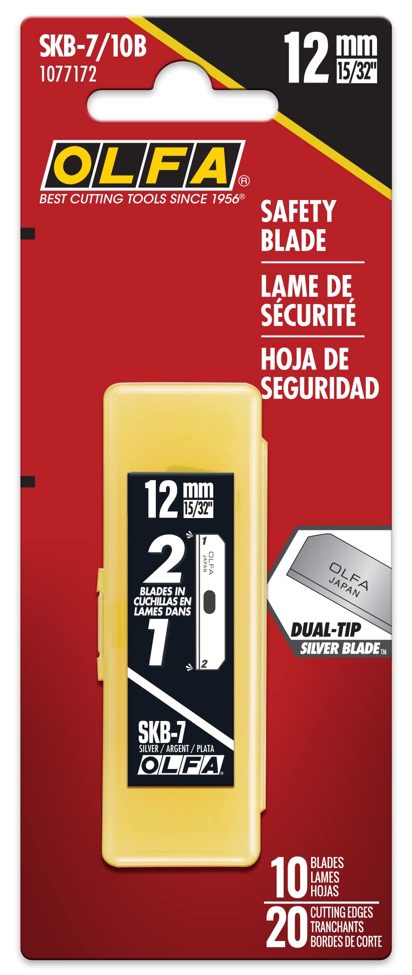 OLFA Dual Edge Safety Knife Blades, 10 Blades (SKB-7/10B) - Dual-Side Carbon Steel Utility Knife & Safety Cutter Replacement Blades w/ 90 Degree Edge, Fits OLFA SK-7 Safety Knives - Image 3