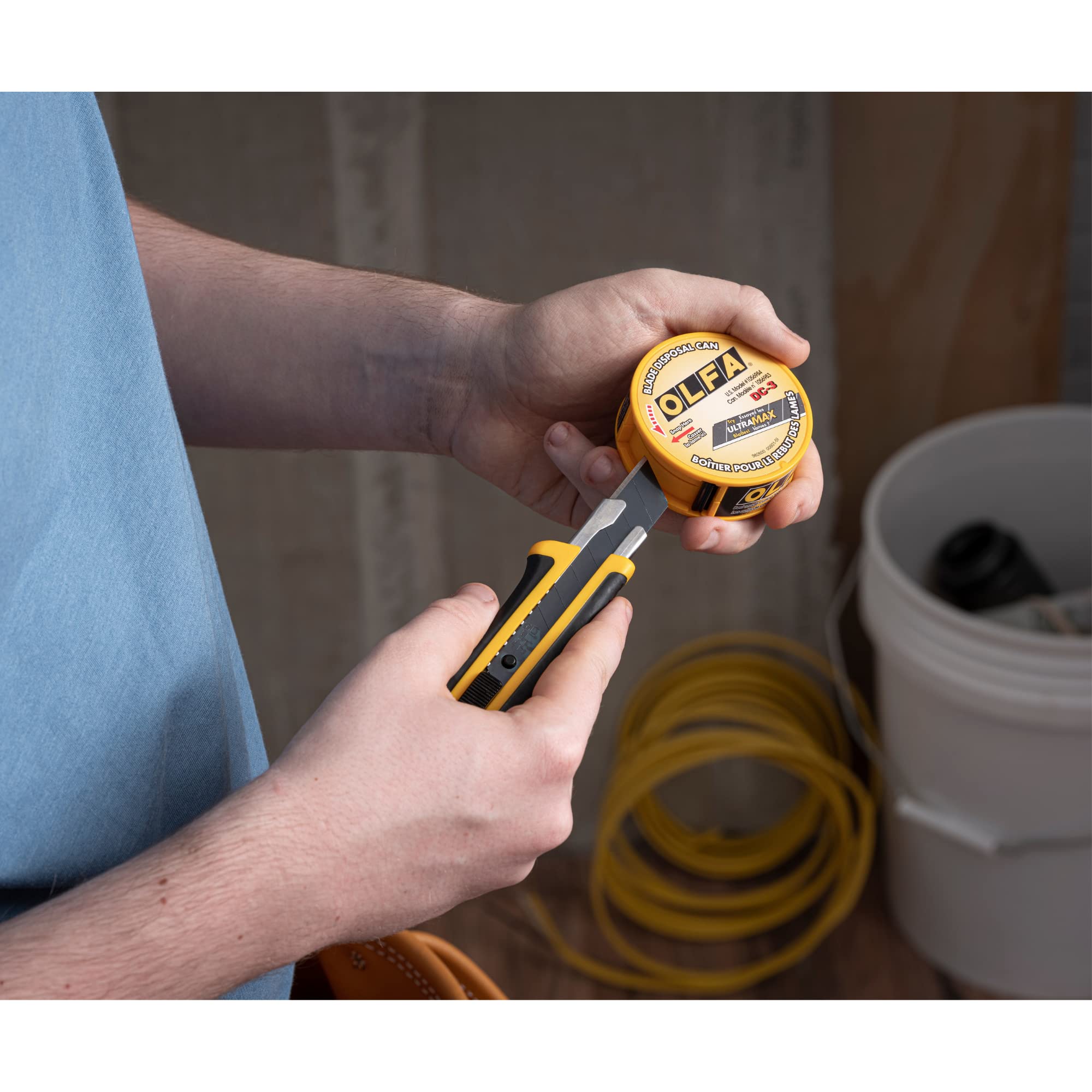 OLFA Pocket-Size Blade Disposal Can (DC-3) - Blade Bank Small Container for Quickly & Safely Disposing & Storing of Snap-Off Utility Knife Blades, Perfect for Construction, Warehouses, Work Sites - Image 4