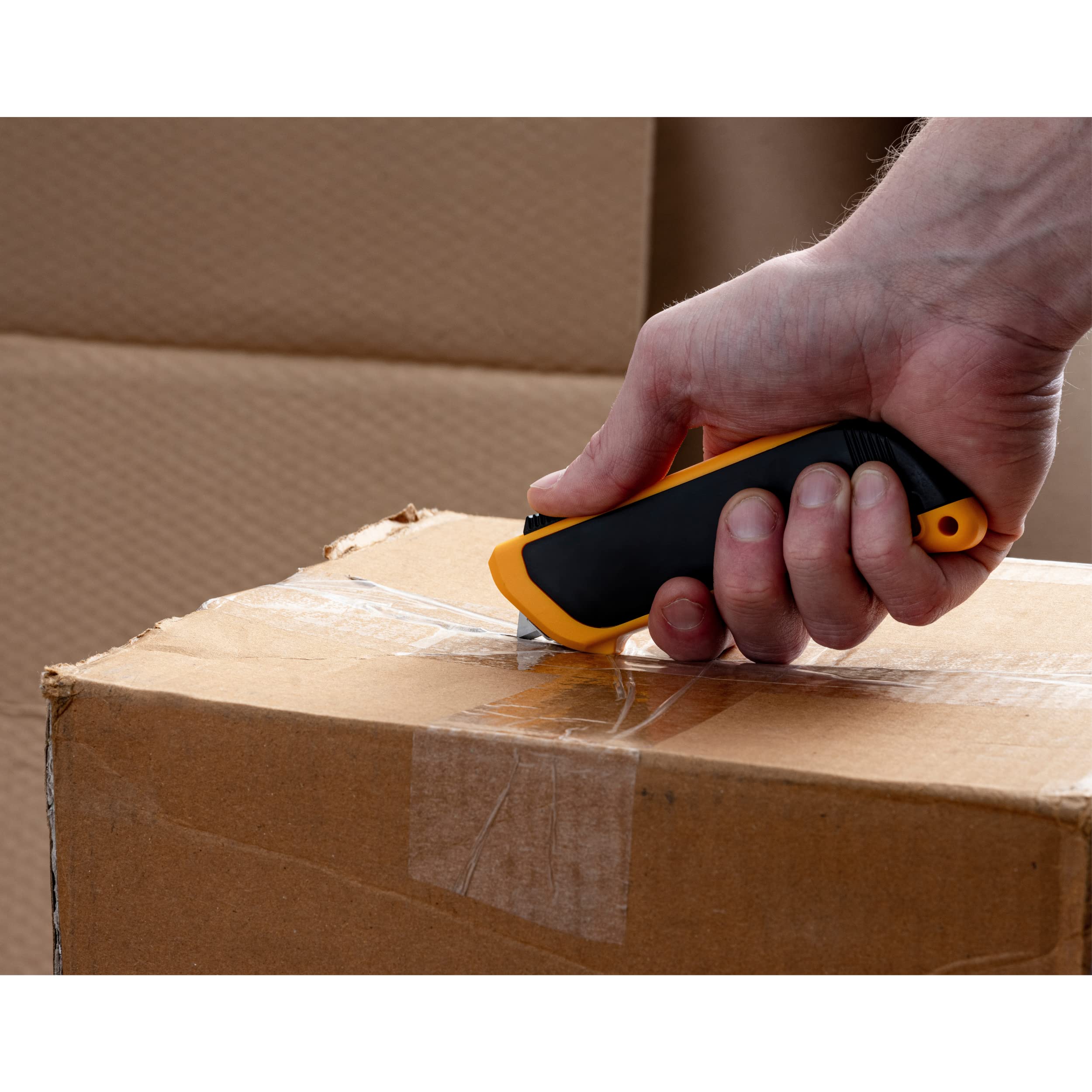 OLFA Self Retracting Safety Utility Knife (SK-6) - Multi-Purpose Fully-Auto Box Cutter w/Self Retractable Blade, Blade Guard, & Ergonomic Handle, Replacement Blades: OLFA RSKB Safety Blades - Image 5