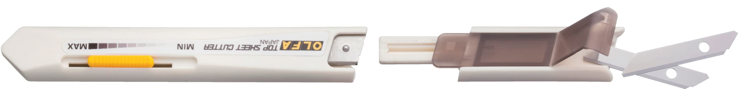 OLFA Top Sheet Cutter (TS-1) - Retractable Utility Precision Knife w/ 2 Extra Blades Cuts Top Layer Only for Liner, Vinyl, Paper, Adhesives, Replacement Blades: OLFA TSB-1 Top Sheet Cutter Blades - Image 3