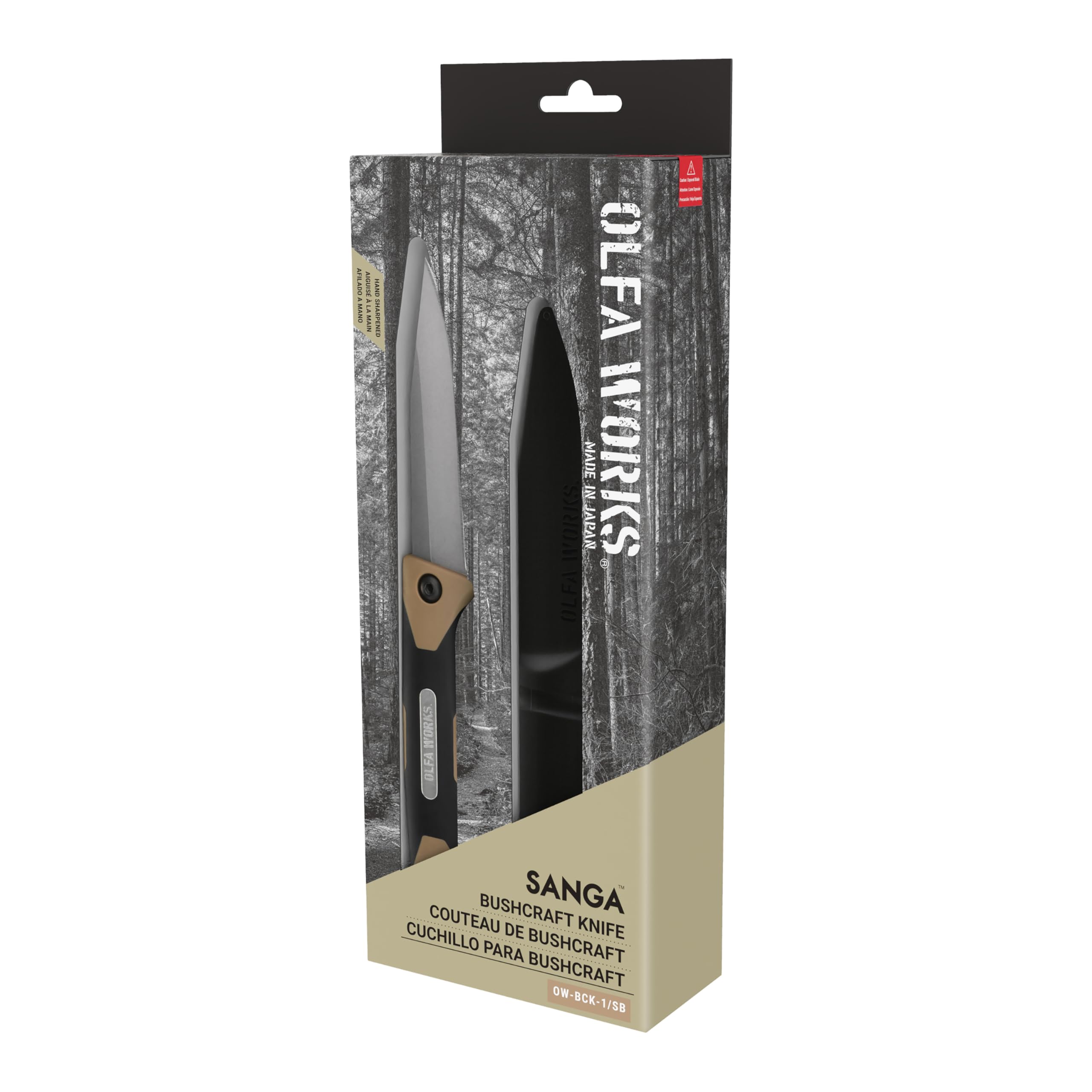 OLFA WORKS OW-BCK-1/SB SANGA Bushcraft Knife, 3.2mm Thick High Carbon Stainless Steel Blade - Great for Cutting, Scraping, Batoning and Compatible with Firestarters - Knife Sheath & Belt Clip (Sand) - Image 6