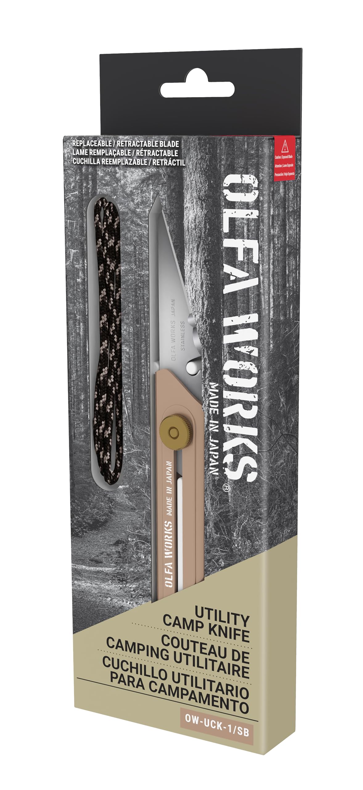 OLFA WORKS OW-UCK-1/SB Camp Knife High Carbon Stainless Steel Blade - Multipurpose Outdoor Knife, Great for Camping Activities - Brass Wheel Lock, Replacement Blade: OWB-UCB-1 (Sand) - Image 7